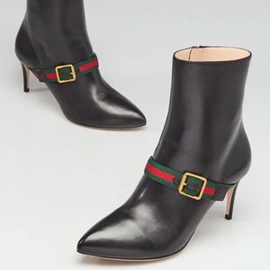GUCCI Black Leather Sylvie Ankle Boots Size 5.5/35.5